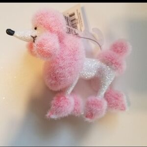 Pink and White Poodle Christmas Ornament.